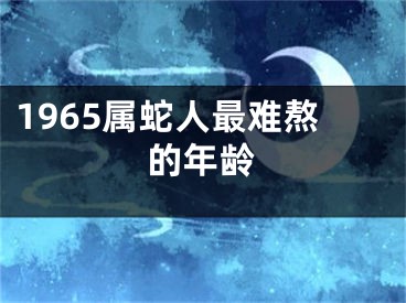 1965属蛇人最难熬的年龄