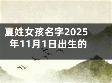 夏姓女孩名字2025年11月1日出生的