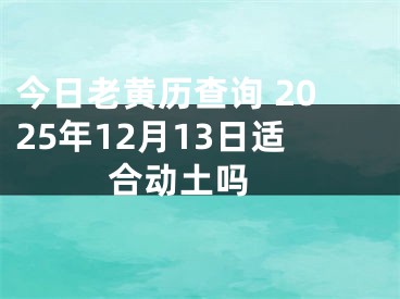 今日老黄历查询 2025年12月13日适合动土吗 