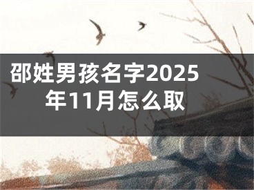 邵姓男孩名字2025年11月怎么取