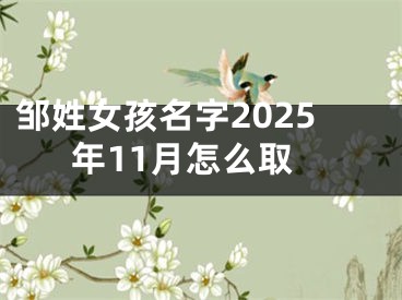邹姓女孩名字2025年11月怎么取
