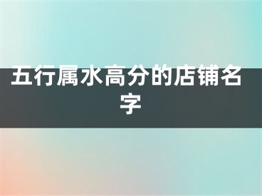五行属水高分的店铺名字
