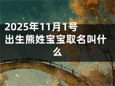 2025年11月1号出生熊姓宝宝取名叫什么