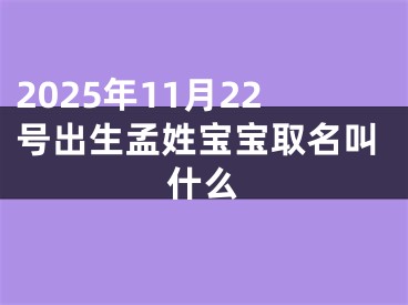 2025年11月22号出生孟姓宝宝取名叫什么