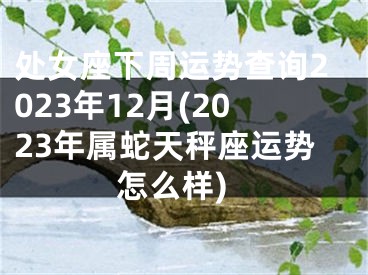 处女座下周运势查询2023年12月(2023年属蛇天秤座运势怎么样)