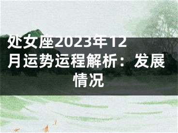 处女座2023年12月运势运程解析：发展情况