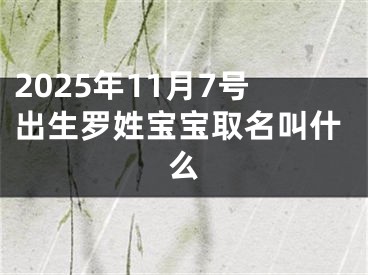 2025年11月7号出生罗姓宝宝取名叫什么
