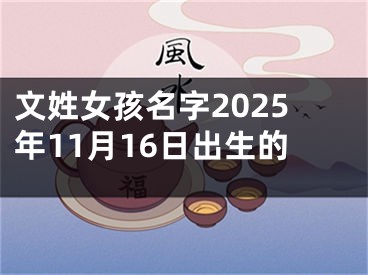 文姓女孩名字2025年11月16日出生的