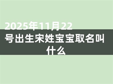 2025年11月22号出生宋姓宝宝取名叫什么