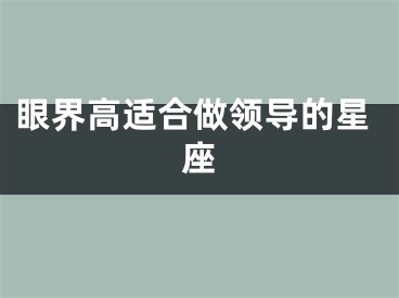眼界高适合做领导的星座