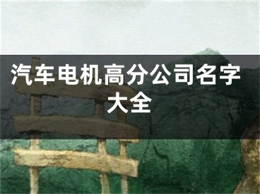 汽车电机高分公司名字大全