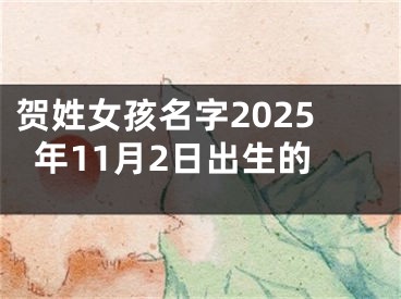 贺姓女孩名字2025年11月2日出生的