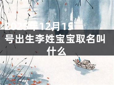 2025年12月15号出生李姓宝宝取名叫什么