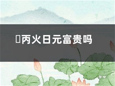 ​丙火日元富贵吗
