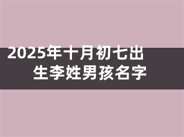 2025年十月初七出生李姓男孩名字