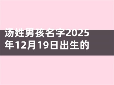汤姓男孩名字2025年12月19日出生的