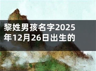 黎姓男孩名字2025年12月26日出生的