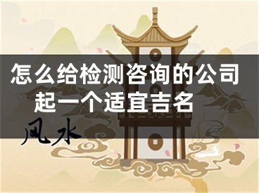 怎么给检测咨询的公司起一个适宜吉名 