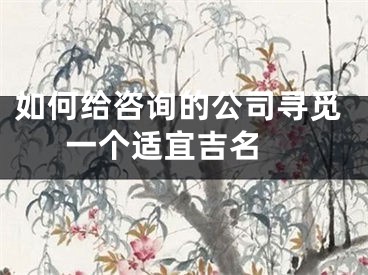 如何给咨询的公司寻觅一个适宜吉名