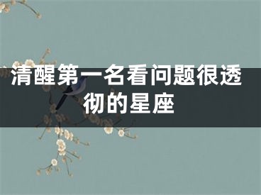 清醒第一名看问题很透彻的星座