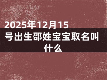 2025年12月15号出生邵姓宝宝取名叫什么