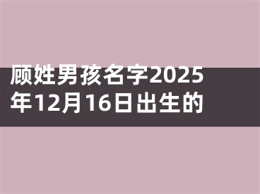 顾姓男孩名字2025年12月16日出生的