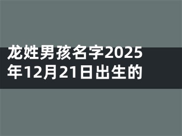 龙姓男孩名字2025年12月21日出生的