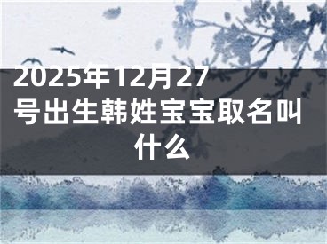 2025年12月27号出生韩姓宝宝取名叫什么
