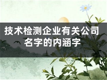 技术检测企业有关公司名字的内涵字
