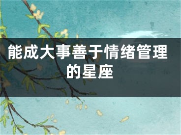 能成大事善于情绪管理的星座
