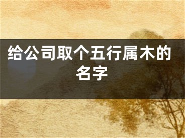 给公司取个五行属木的名字