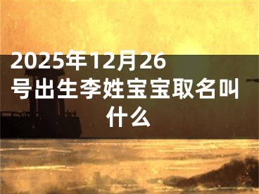 2025年12月26号出生李姓宝宝取名叫什么