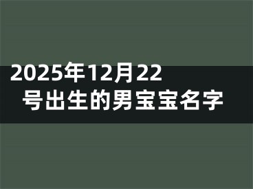 2025年12月22号出生的男宝宝名字