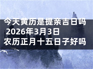 今天黄历是提亲吉日吗 2026年3月3日农历正月十五日子好吗