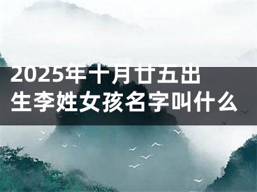 2025年十月廿五出生李姓女孩名字叫什么