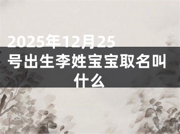 2025年12月25号出生李姓宝宝取名叫什么