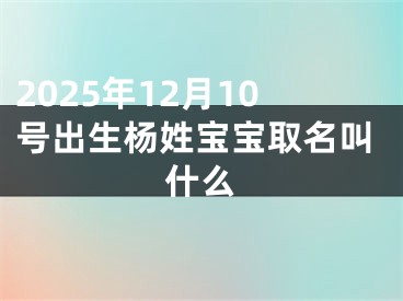 2025年12月10号出生杨姓宝宝取名叫什么