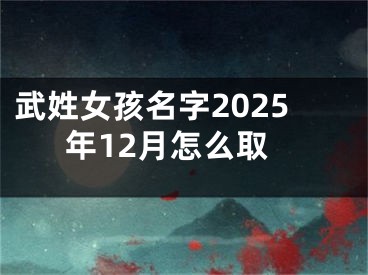 武姓女孩名字2025年12月怎么取