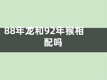 88年龙和92年猴相配吗