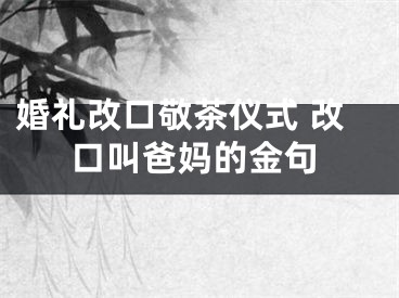 婚礼改口敬茶仪式 改口叫爸妈的金句