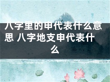 八字里的申代表什么意思 八字地支申代表什么