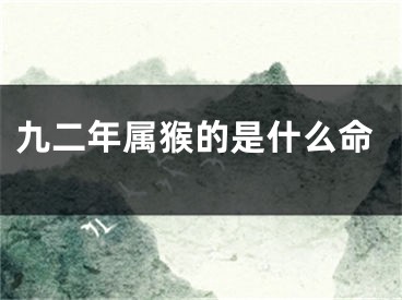 九二年属猴的是什么命