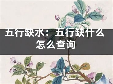 五行缺水：五行缺什么怎么查询