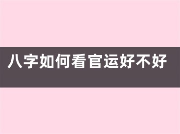 八字如何看官运好不好