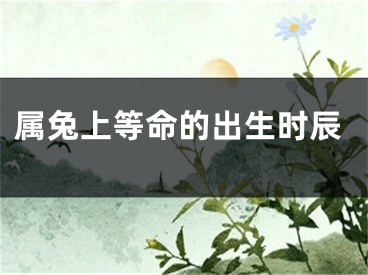 属兔上等命的出生时辰