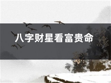 八字财星看富贵命
