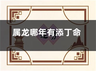 属龙哪年有添丁命