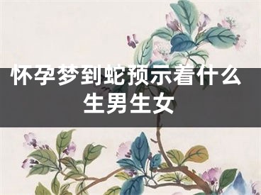 怀孕梦到蛇预示着什么生男生女