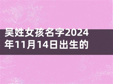 吴姓女孩名字2024年11月14日出生的