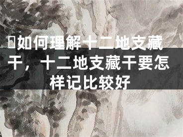 ​如何理解十二地支藏干，十二地支藏干要怎样记比较好